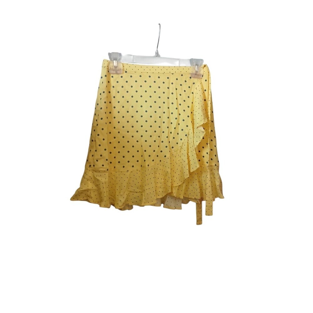 Banana Republic Yellow Polka Dot Wrap Skirt Women’s Size 0 Ruffle Hem Casual Sum